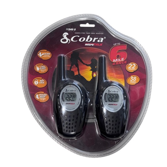Cobra MicroTalk‎ PR245-2 Two-Way Radios 22 Channel 5 Mile Range NEW - Picture 1 of 7